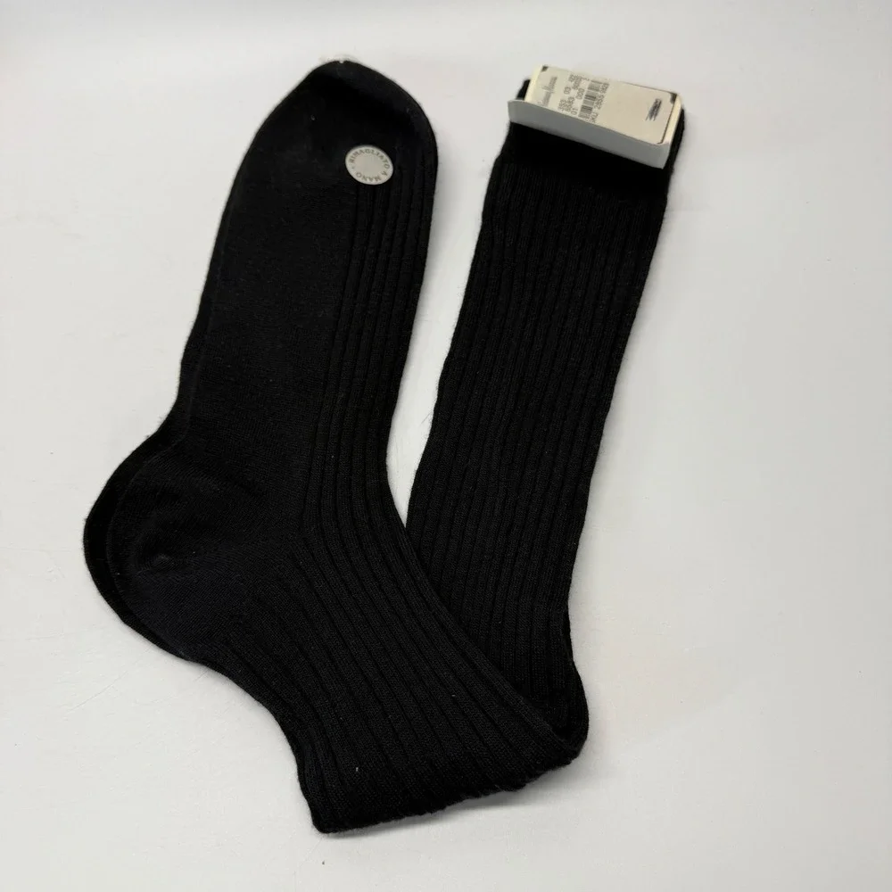 Vintage Neiman Marcus Socks Mens OS Black Merino Wool Silk Ribbed Italy 90s